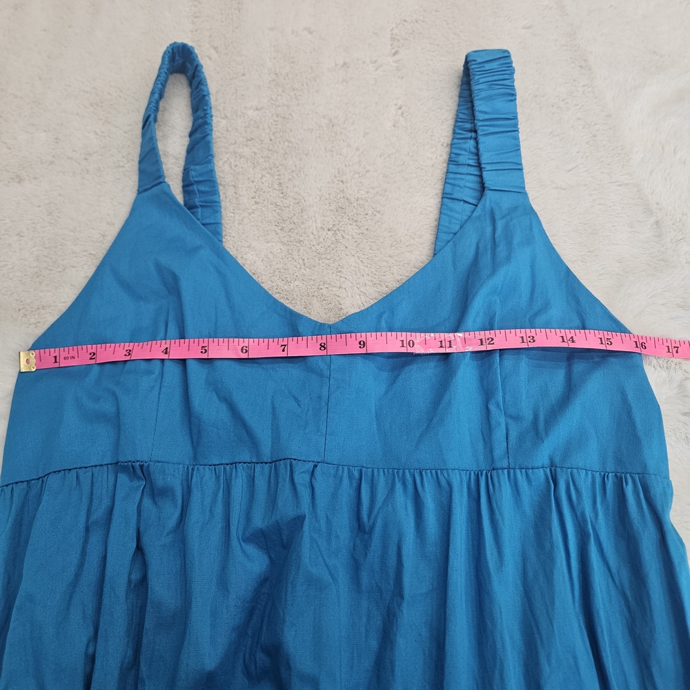 Magari Italian Cotton Blend Sleeveless Tiered Maxi Dress in Bright Blue Summer - Picture 5 of 9